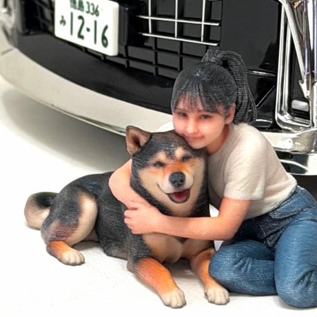 1/18 お姉さんとぽん太　犬　フィギュア　ミニカー　 5484　リアルフィギュア　完成品　ジオラマに　３Dフィギュア