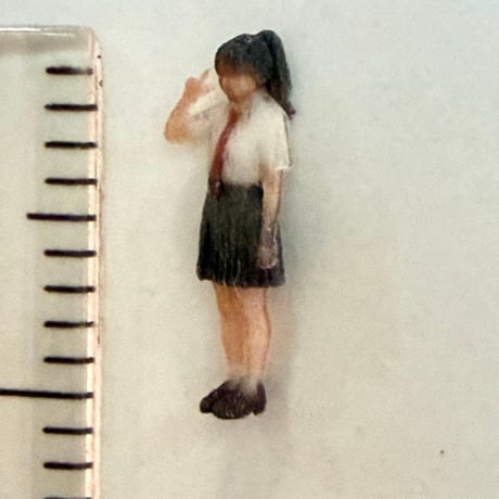 Nゲージ　フィギュア　女子高生　ピース　鉄道模型　ジオラマ　ミニチュアイメージ　リアルフィギュア　　完成品