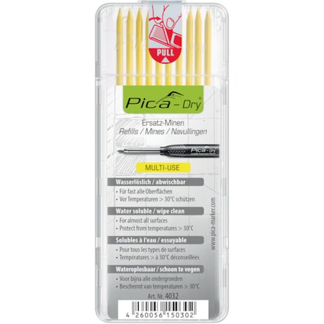 ピカマーカー　建築用シャープペンシルＤｒｙ用替芯　１０本入り　黄