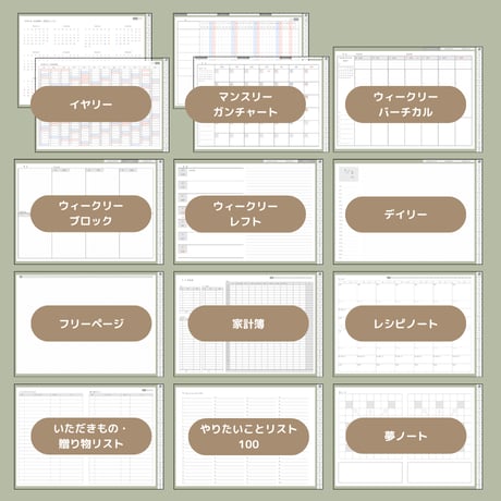 2027年1月はじまり リンクつきデジタル手帳（Green）（Whim Log）