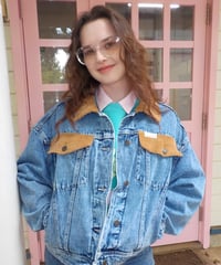 2way corduroy denim jacket / acid wash