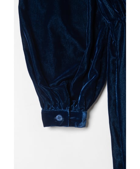 Big collar velours dress / navy