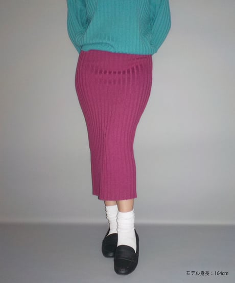 Classic rib knit skirt / pink