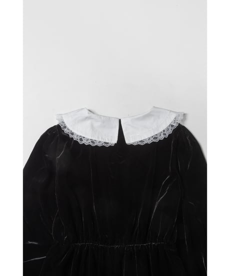 Big collar velours dress / black