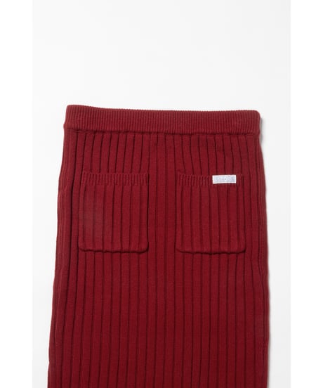 Classic rib knit skirt / red