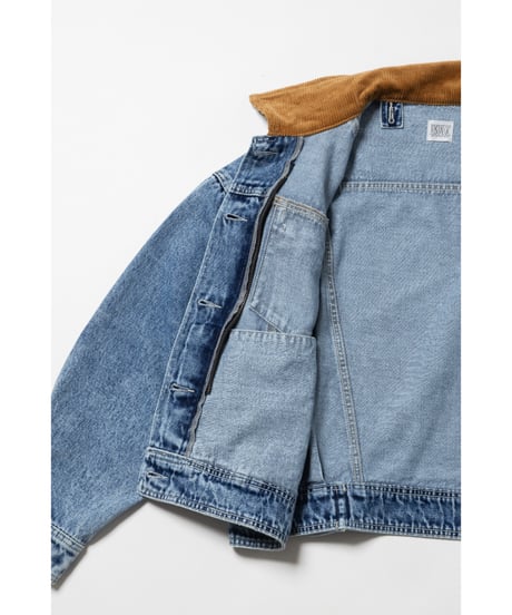 2way corduroy denim jacket / acid wash