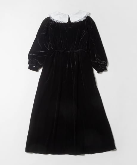 Big collar velours dress / black