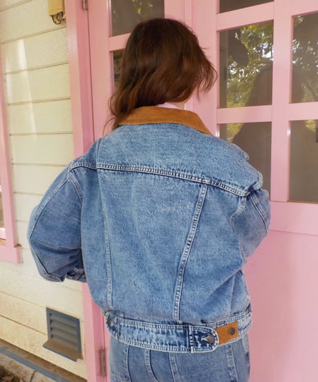 2way corduroy denim jacket / acid wash