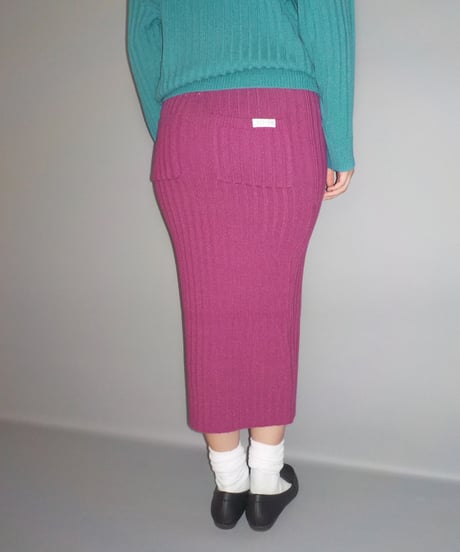 Classic rib knit skirt / pink