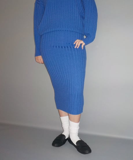 Classic rib knit skirt / purple