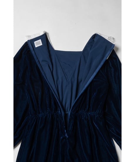 Big collar velours dress / navy