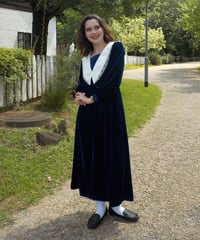 Big collar velours dress / navy