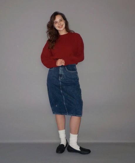 Classic rib sweater / red