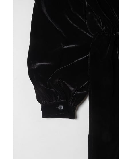 Big collar velours dress / black