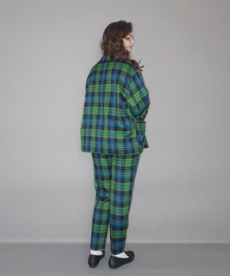 Slacks pants / green check