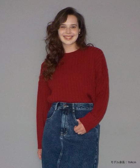 Classic rib sweater / red