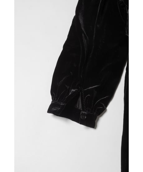 Big collar velours dress / black