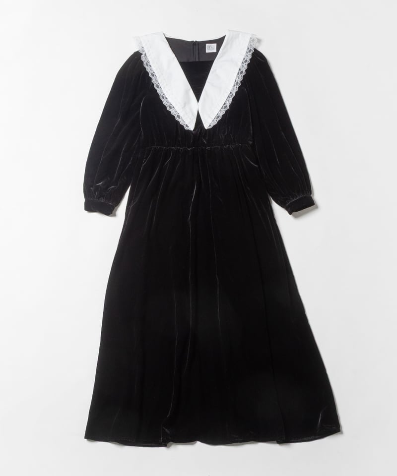 Big collar velours dress / black | Tostalgic Cl