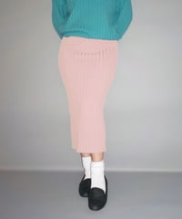Classic rib knit skirt / pastel pink
