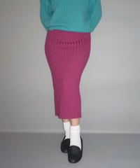 Classic rib knit skirt / pink