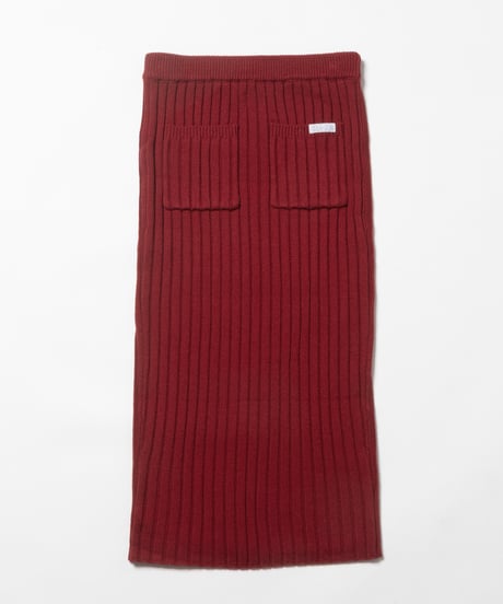 Classic rib knit skirt / red