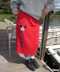Mickey Mouse embroidery denim skirt / red