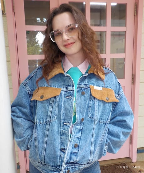 2way corduroy denim jacket / acid wash