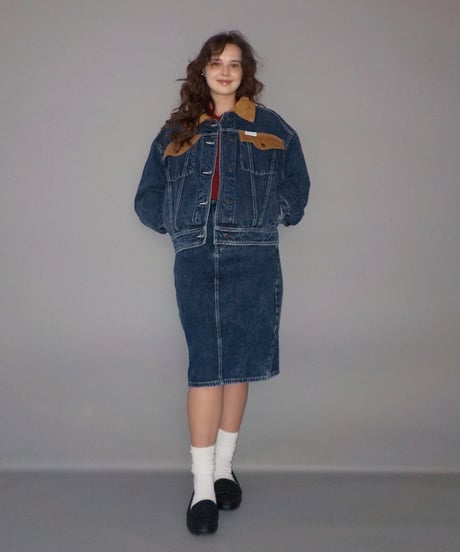 2way corduroy denim jacket /  blue