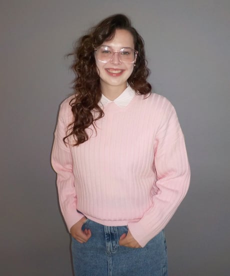 Classic rib sweater / pastel pink