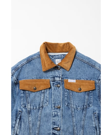 2way corduroy denim jacket / acid wash