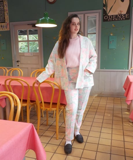 Slacks pants / pastel floral