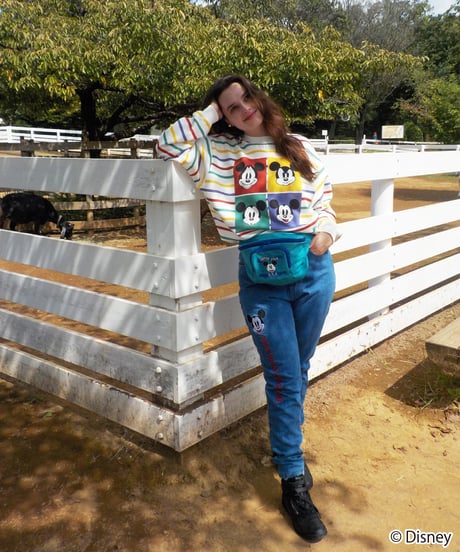 Mickey Mouse embroidery denim pants / blue