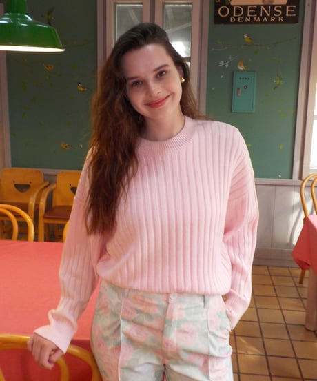 Classic rib sweater / pastel pink