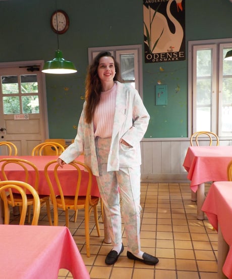 Slacks pants / pastel floral