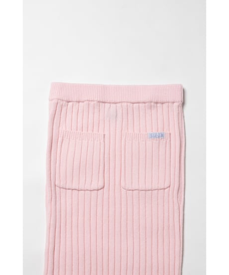 Classic rib knit skirt / pastel pink