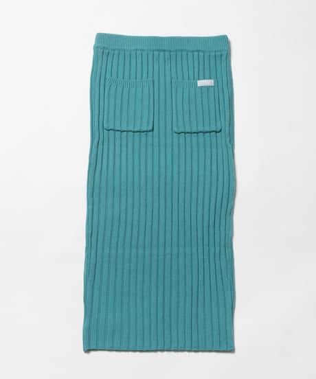 Classic rib knit skirt / green