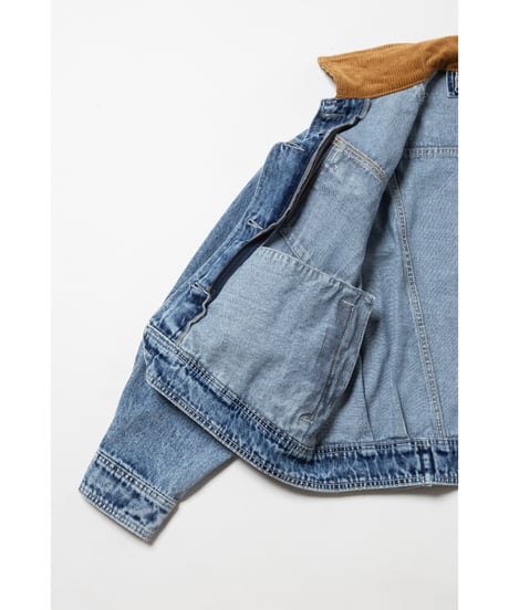 2way corduroy denim jacket / acid wash
