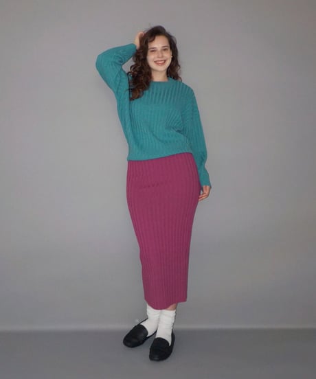 Classic rib sweater / green