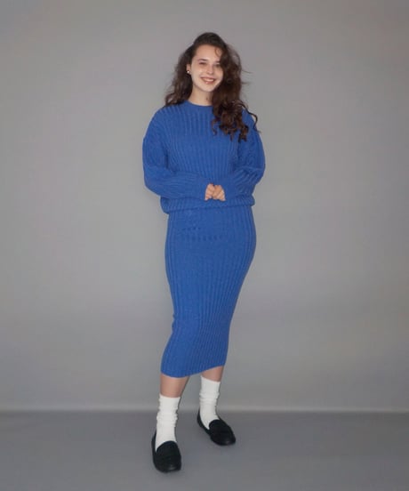 Classic rib knit skirt / purple
