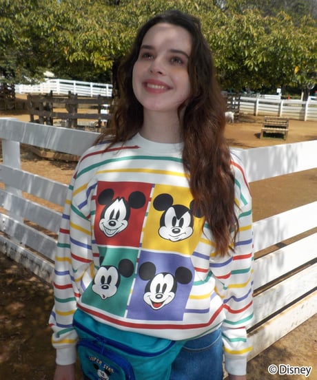 Mickey Mouse feeling sweatshirt / multi stripe