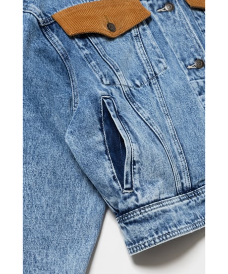 2way corduroy denim jacket / acid wash
