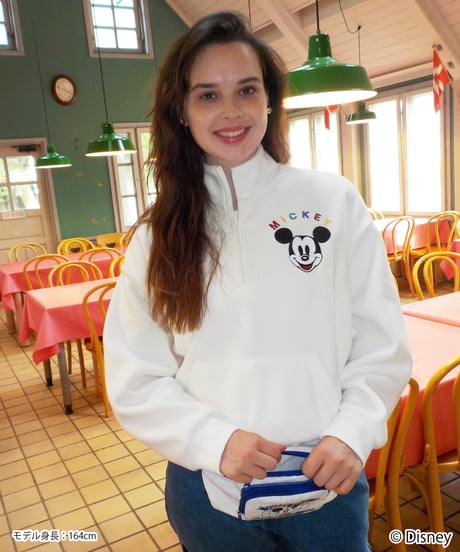 Mickey zip fleece sweatshirt / white
