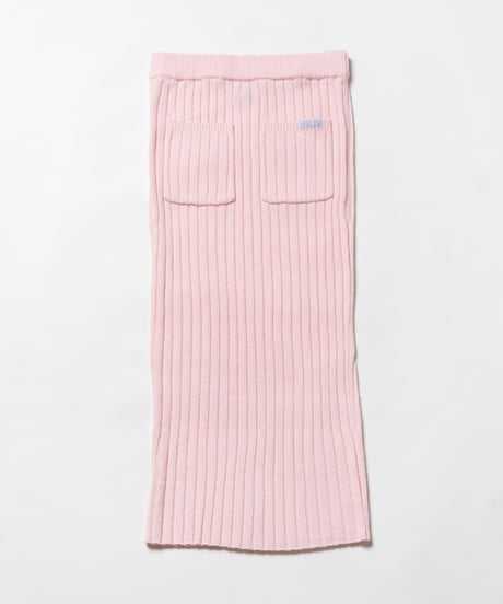 Classic rib knit skirt / pastel pink