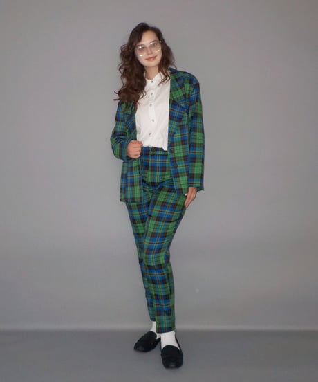 Slacks pants / green check