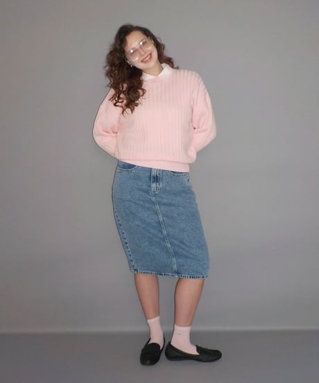 Classic rib sweater / pastel pink