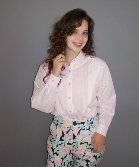 Pleated shirts / pink stripe