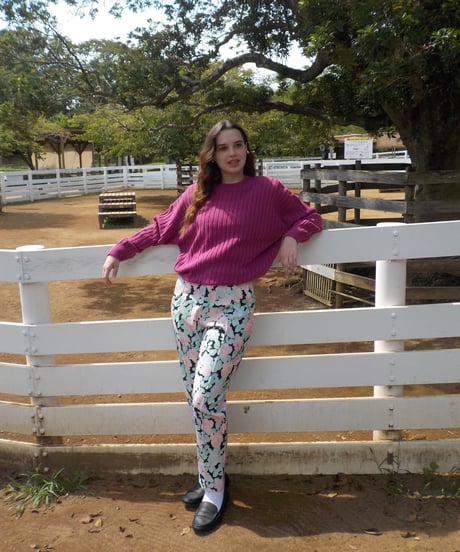 Slacks pants / black floral