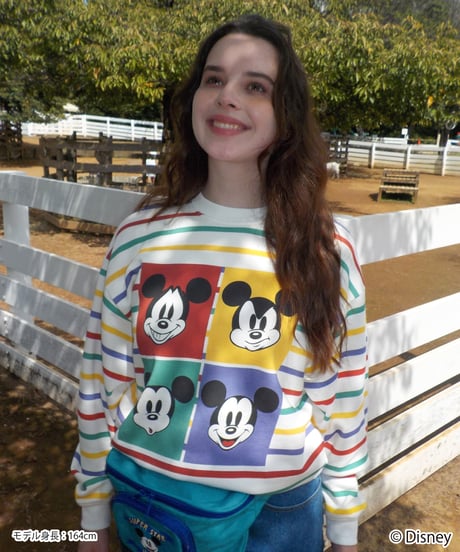 Mickey Mouse feeling sweatshirt / multi stripe