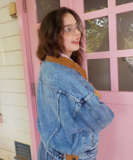 2way corduroy denim jacket / acid wash
