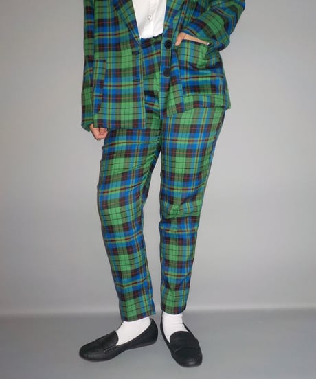 Slacks pants / green check